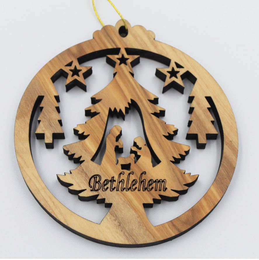 Paquete de 3 adornos de Navidad en madera de Olivo_2043