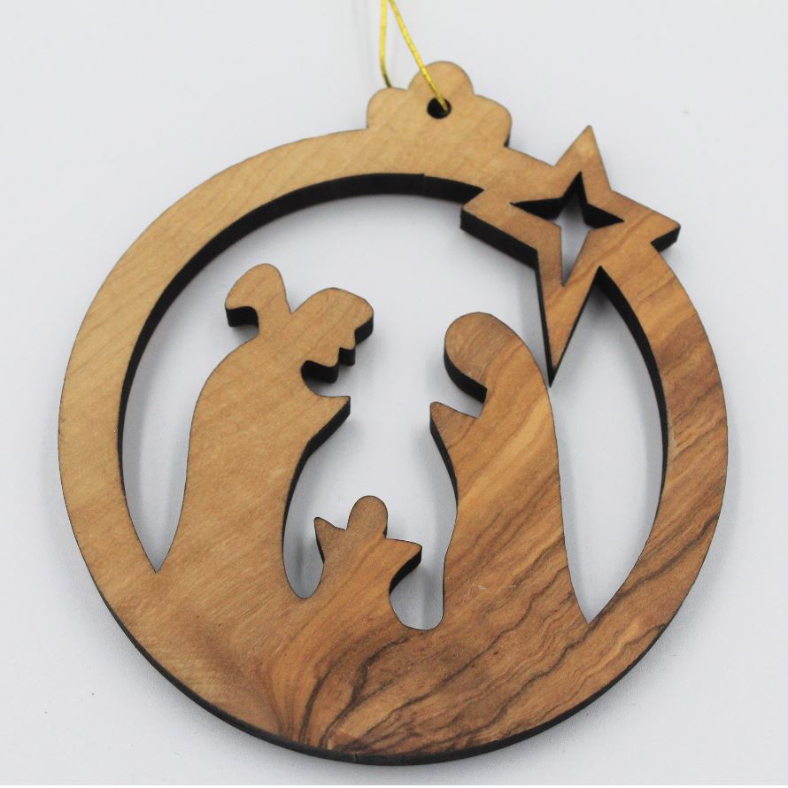 Paquete de 3 adornos de Navidad en madera de Olivo_2044