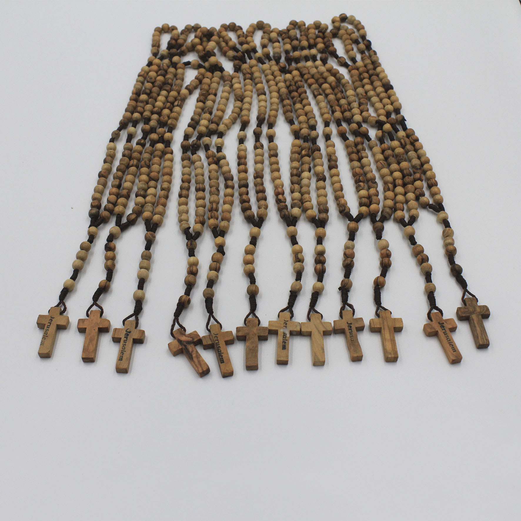 Paquete de 10 rosarios en madera de olivo de alta calidad_2075